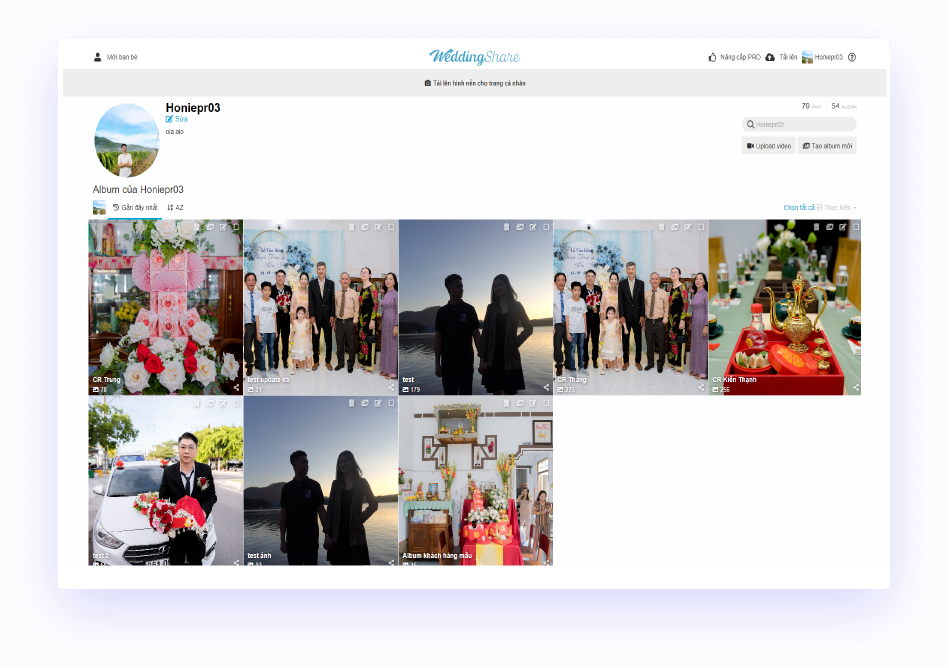 upload ảnh cưới không giới hạn Wedding Share